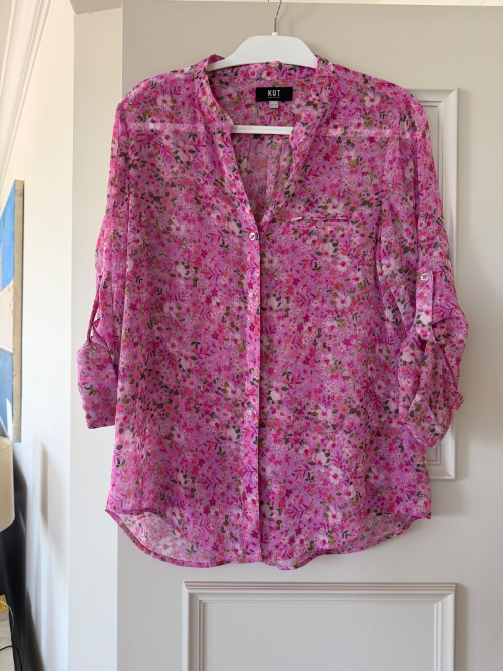 KUT from the Kloth Pink Floral Blouse